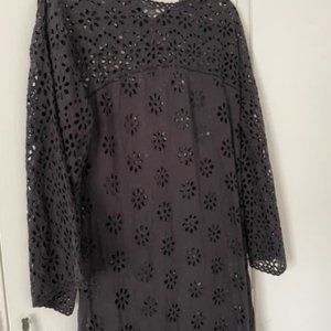 Doen Francoise Midi Black Eyelet Dress